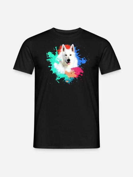 weisser schäferhund ,hund ,bunt,hund ,Malerei,wolf - Männer T-Shirt - Schwarz