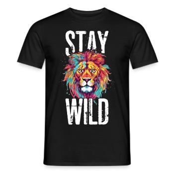 Lion Stay Wild Lion Head Predator Art coloré - T-shirt homme - noir - Devant - AI Model Male 178 light (178cm)