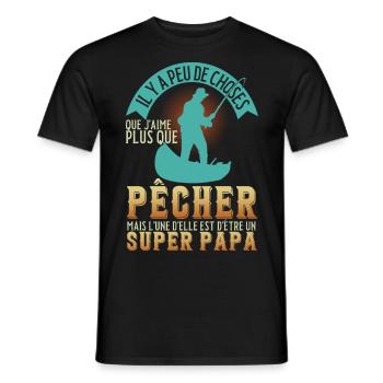 Pêcher drôle - pêcheur drôle - fete des pères - T-shirt homme - noir - Devant - AI Model Male 178 light (178cm)