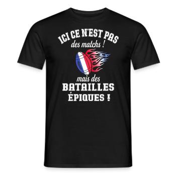 Humour Rugby France Supporter Joueur Rugby - T-shirt homme - noir - Devant - AI Model Male 178 light (178cm)