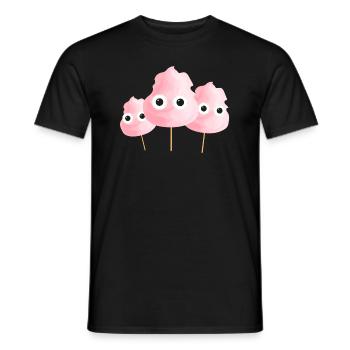 Barbe à papa, Rose, Famille,Sucre - T-shirt homme - noir - Devant - AI Model Male 178 light (178cm)