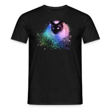 siam katze,bunt,graffit,imalerei kunst,katze,grün - Männer T-Shirt - Schwarz - Vorne - AI Model Male 178 light (178cm)
