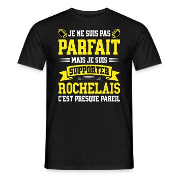 Homme Rochelais La Rochelle Rugbyman Rugby Humour - T-shirt homme - noir - Devant - AI Model Male 178 light (178cm)