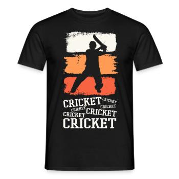 Cricket Cricketer Batsman Sport Vintage - Men's T-Shirt - black - Front - AI Model Male 178 light (178cm)