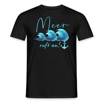 sea calls, sea, anchor, waves, sea, holiday - Men's T-Shirt - black - Front - AI Model Male 178 light (178cm)