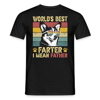 Vintage and Humorous Dog Daddy Dog Corgi - Men's T-Shirt - black - Front - AI Model Male 178 light (178cm)