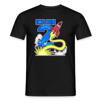2 Birthday Boy Astronaut Rocket - deux ans - T-shirt homme - noir - Devant - AI Model Male 178 light (178cm)