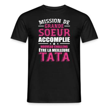 Mission De Grande Soeur Accomplie Nouveau Challeng - T-shirt homme - noir - Devant - AI Model Male 178 light (178cm)