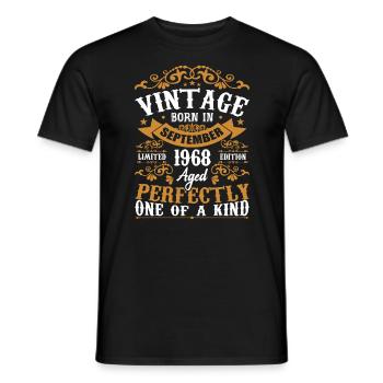 September 1968 Birthday Gift 1968 September - Men's T-Shirt - black - Front - AI Model Male 178 light (178cm)