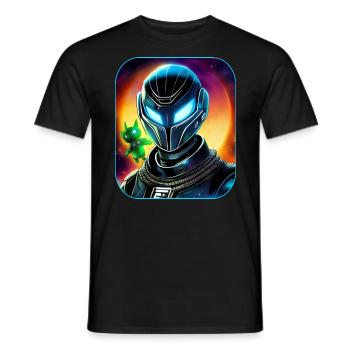 Astronaute de l’espace avec une fée extraterrestre - T-shirt homme - noir - Devant - AI Model Male 178 light (178cm)