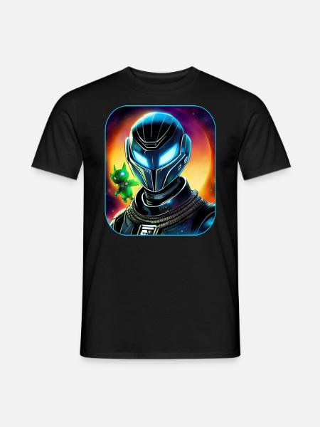 Weltraum Astronaut mit Alienfee - Männer T-Shirt - Schwarz