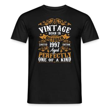 October 1997 Birthday Gift 1997 October - Men's T-Shirt - black - Front - AI Model Male 178 light (178cm)