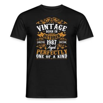 Octobre 1987 Cadeau D'anniversaire 1987 Octobre - T-shirt homme - noir - Devant - AI Model Male 178 light (178cm)