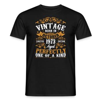 October 1973 Birthday Gift 1973 October - Men's T-Shirt - black - Front - AI Model Male 178 light (178cm)