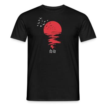 Sonne Vögel Japan Freiheit - Männer T-Shirt - Schwarz - Vorne - AI Model Male 178 light (178cm)