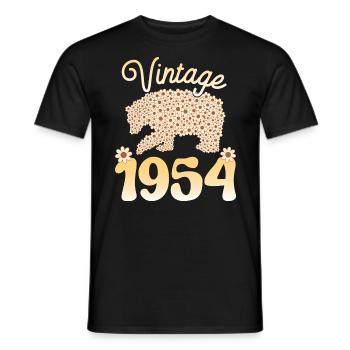 Bear 1954 Birthday Party Woman 70 Years - Men's T-Shirt - black - Front - AI Model Male 178 light (178cm)