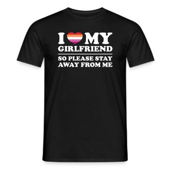 I Love My Girlfriend So Please Stay Away From Me - Men's T-Shirt - black - Front - AI Model Male 178 light (178cm)