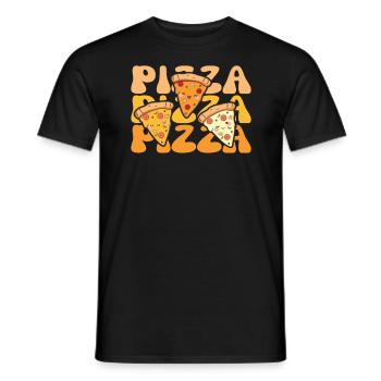 cute kawaii pizza süße pizzastücke - Männer T-Shirt - Schwarz - Vorne - AI Model Male 178 light (178cm)