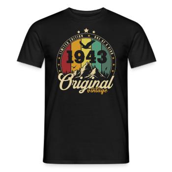 Original 1943 Vintage Retro Birthday Gift - Men's T-Shirt - black - Front - AI Model Male 178 light (178cm)
