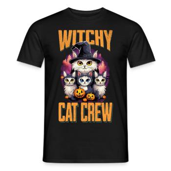 Halloween Chats Sorcières Citrouille Costume Effrayant - T-shirt homme - noir - Devant - AI Model Male 178 light (178cm)