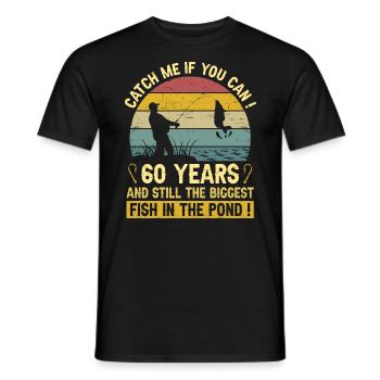 60 Ans Pêcheurs Fête 60 Ans Anniversaire Pêcheur - T-shirt homme - noir - Devant - AI Model Male 178 light (178cm)