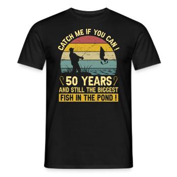 50 Ans Pêcheurs Fête 50 Ans Anniversaire Pêcheur - T-shirt homme - noir - Devant - AI Model Male 178 light (178cm)