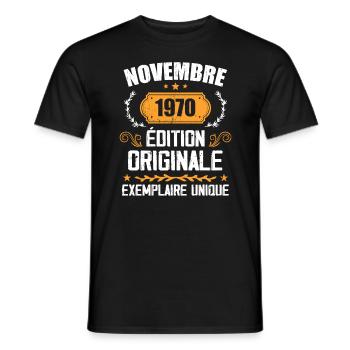 Cadeau D'anniversaire En Novembre 1970 - 1970 - T-shirt homme - noir - Devant - AI Model Male 178 light (178cm)
