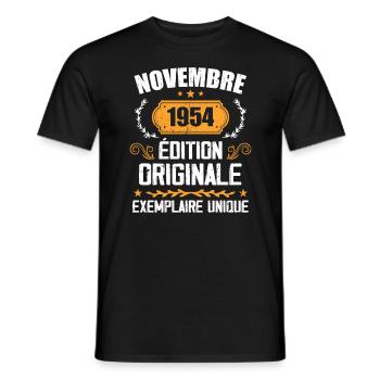 Cadeau D'anniversaire En Novembre 1954 - 1954 - T-shirt homme - noir - Devant - AI Model Male 178 light (178cm)