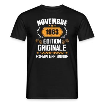 Cadeau D'anniversaire En Novembre 1963 - 1963 - T-shirt homme - noir - Devant - AI Model Male 178 light (178cm)