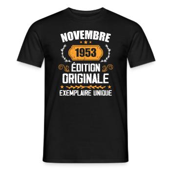 Cadeau D'anniversaire En Novembre 1953 - 1953 - T-shirt homme - noir - Devant - AI Model Male 178 light (178cm)