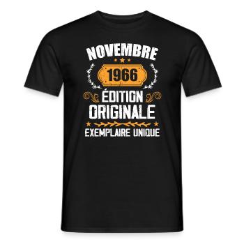 Cadeau D'anniversaire En Novembre 1966 - 1966 - T-shirt homme - noir - Devant - AI Model Male 178 light (178cm)