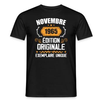 Cadeau D'anniversaire En Novembre 1965 - 1965 - T-shirt homme - noir - Devant - AI Model Male 178 light (178cm)