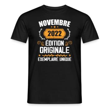 Cadeau D'anniversaire En Novembre 2022 - 2022 - T-shirt homme - noir - Devant - AI Model Male 178 light (178cm)