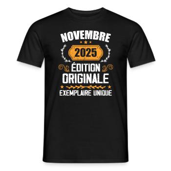 Cadeau D'anniversaire En Novembre 2025 - 2025 - T-shirt homme - noir - Devant - AI Model Male 178 light (178cm)