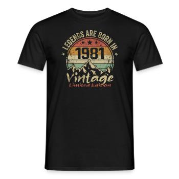 Les Légendes Sont Nées En 1981 - 1981 - T-shirt homme - noir - Devant - AI Model Male 178 light (178cm)