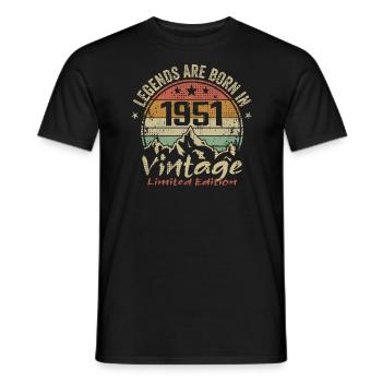 The legends were born in 1951 - 1951 - Men's T-Shirt - black - Front - AI Model Male 178 light (178cm)