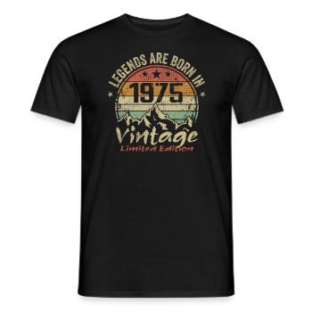 The legends were born in 1975 - 1975 - Men's T-Shirt - black - Front - AI Model Male 178 light (178cm)