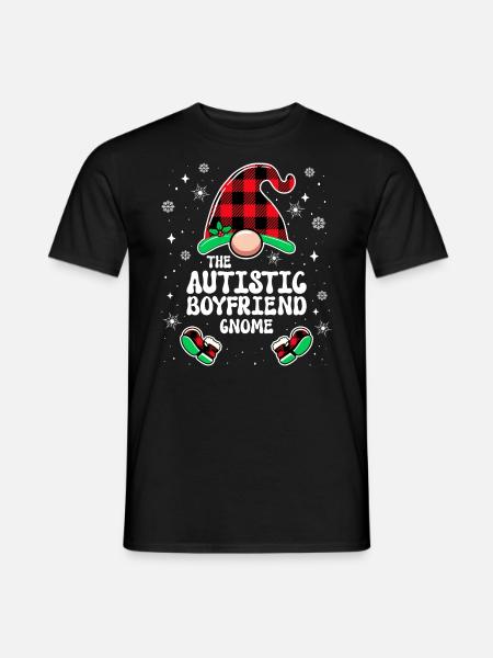 Christmas Family Gnome Autistic Boyfriend - Men's T-Shirt - black
