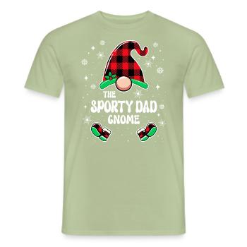 Noël En Famille Gnome Papa Sportif - T-shirt homme - vert sauge - Devant - AI Model Male 178 light (178cm)