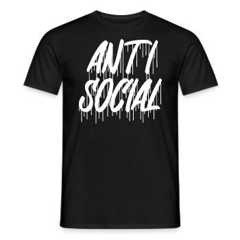 Logo de lettrage anti-social Graffiti avec gouttes - T-shirt homme - noir - Devant - AI Model Male 178 light (178cm)