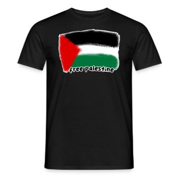 Free Palestine Flag - Men's T-Shirt - black - Front - AI Model Male 178 light (178cm)