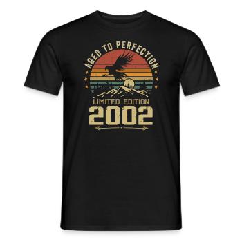 2002 Original Vintage Retro Anniversary 2002 - Men's T-Shirt - black - Front - AI Model Male 178 light (178cm)