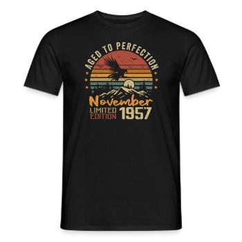 Die Legenden wurden im November 1957 - 1957 geboren - Männer T-Shirt - Schwarz - Vorne - AI Model Male 178 light (178cm)