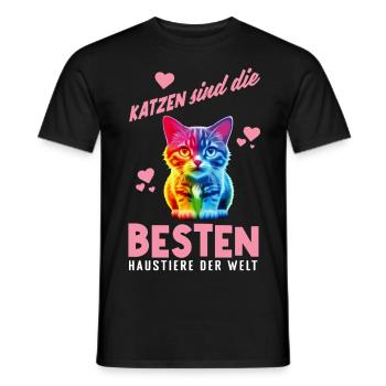 Katzen sind die besten Haustiere - Männer T-Shirt - Schwarz - Vorne - AI Model Male 178 light (178cm)