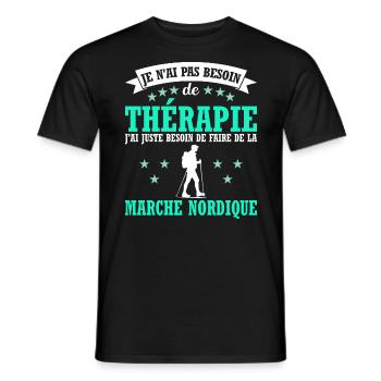 J Ai Juste Besoin de Marche Nordique Humour - T-shirt homme - noir - Devant - AI Model Male 178 light (178cm)