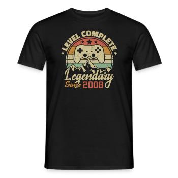 Cadeau D'anniversaire 2008 Niveau Complete - 2008 - T-shirt homme - noir - Devant - AI Model Male 178 light (178cm)