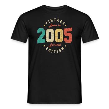 Vintage 2005 Original 2005 Anniversaire Rétro 2005 - T-shirt homme - noir - Devant - AI Model Male 178 light (178cm)