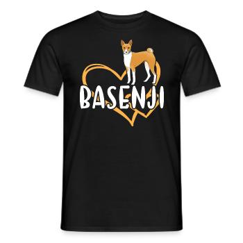 Dog Basenji Heart - Men's T-Shirt - black - Front - AI Model Male 178 light (178cm)