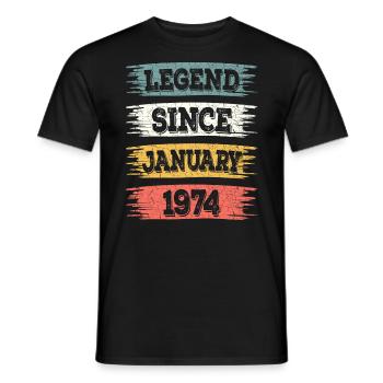 Légende 50 Ans 1974 Janvier 50 Ans Anniversaire - T-shirt homme - noir - Devant - AI Model Male 178 light (178cm)