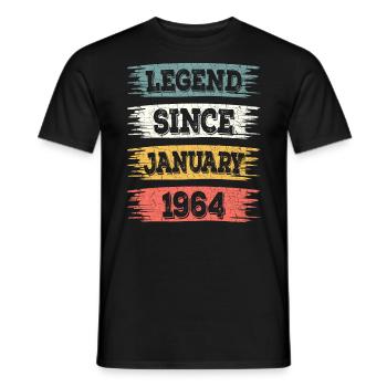 Légende 60 Ans 1964 Janvier 60 Ans Anniversaire - T-shirt homme - noir - Devant - AI Model Male 178 light (178cm)